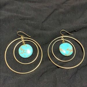 Yellow tone/faux turquoise earrings